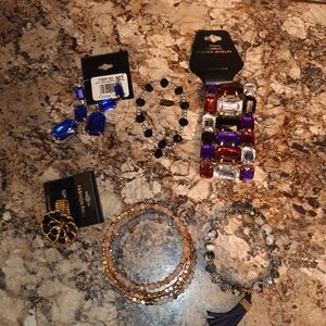 Elegant Gold and Blue Beaded Bracelet Set